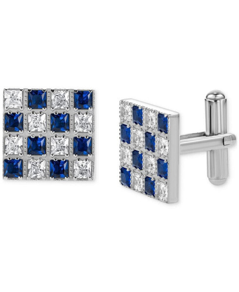 Men's Cubic Zirconia Checkerboard Square Cufflinks in Stainless Steel
