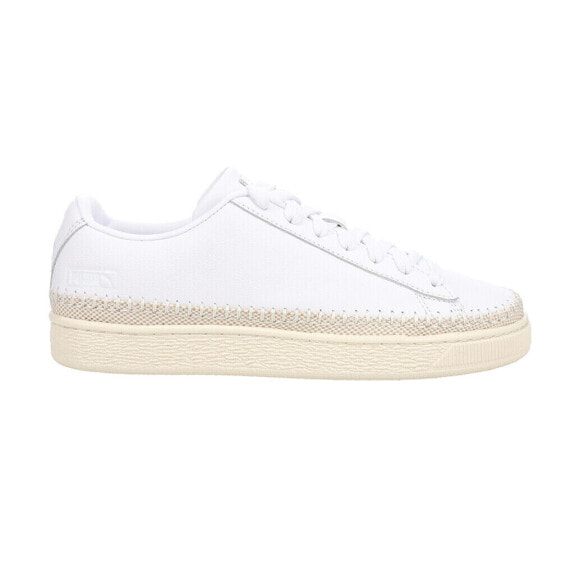 Puma Basket Trim Seaside Drills Lace Up Mens White Sneakers Casual Shoes 400854