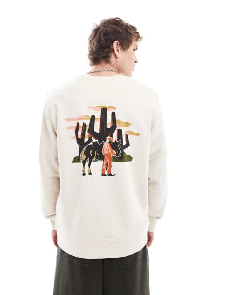 Wrangler cowboy back print relaxed fit sweatshirt in off white