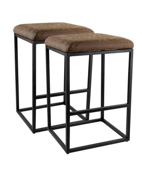 Мебель для кухни Elama Барный стул из искусственной кожи, коричневый с черной основой 2 шт.