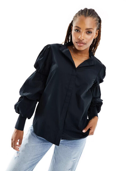 Y.A.S oversized sleeve top in black