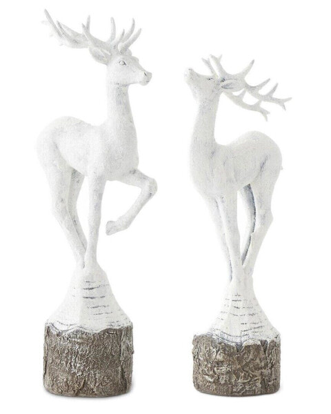 K&K Interiors Set Of 2 Resin Antique Reindeer