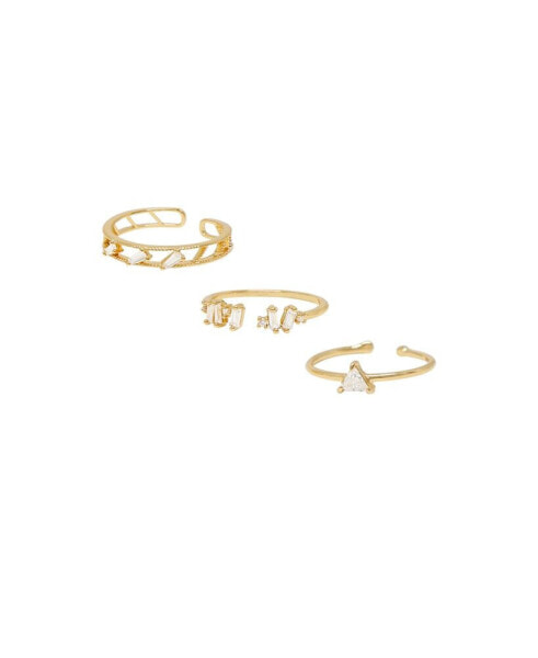 Love Story 18K Gold Plated Cubic Zirconia Ring Set of 3