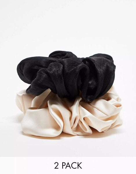 & Other Stories extra large scrunchie 2-pack in black organza and off-white satin