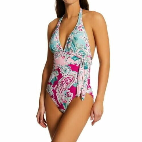 Carmen Marc Valvo Bellagio Paisley Scarf Tie One Piece Swimsuit (Multi 10)