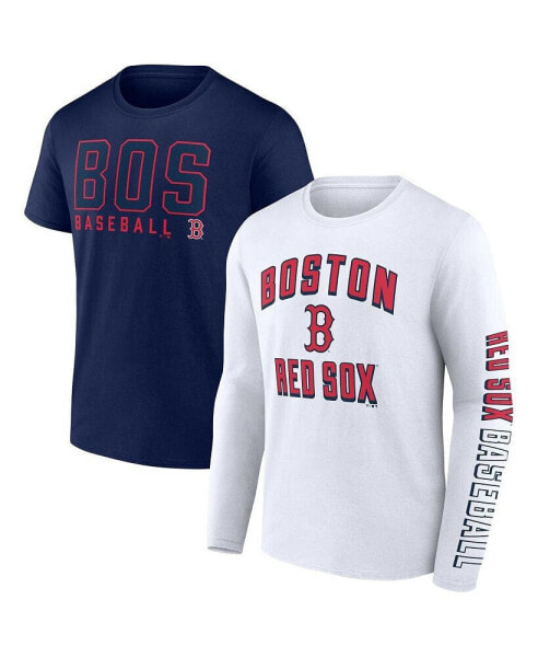 Футболка комплект Fanatics мужская, темно-синяя, белая, Boston Red Sox, два в одном, футболки-комбо