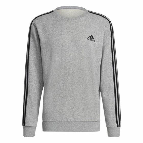 Толстовка без капюшона мужская Adidas Essentials French Terry 3 Stripes Серый