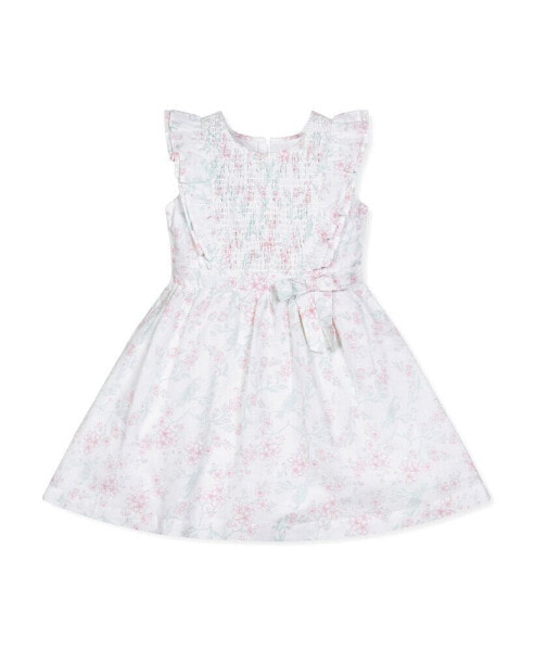 Toddler Girls Flutter Sleeve Smocked Flower Dress