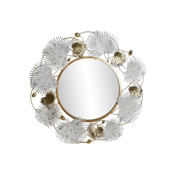 Wall mirror DKD Home Decor 93 x 7 x 93 cm Crystal Golden Metal White Leaf of a plant