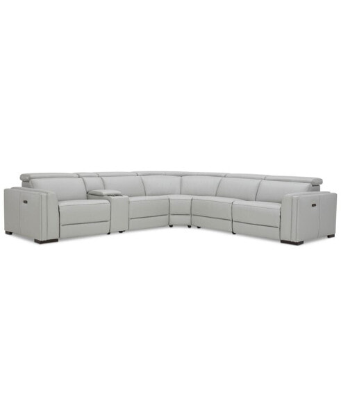 Jenneth 6-Pc. Leather L Sectional with 2 Power Motion Recliners, Created for Macy's