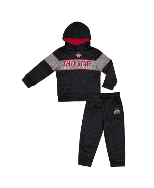 Toddler Boys and Girls Black Ohio State Buckeyes Grizworld Fleece Pullover Hoodie and Sweatpants Set