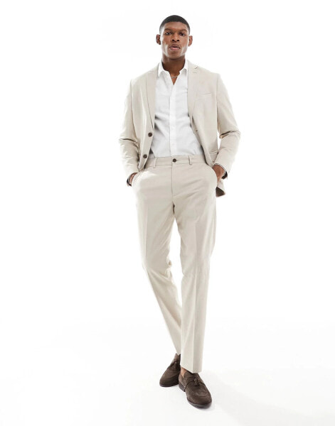 Selected Homme slim fit suit trouser in beige