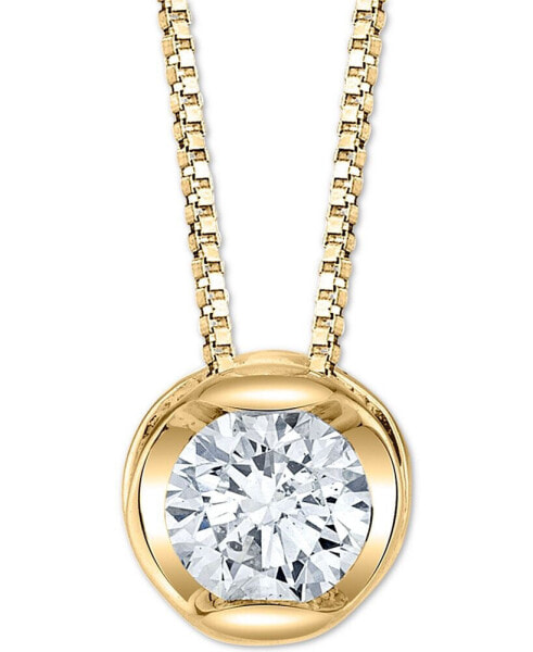 Diamond Circular 18" Pendant Necklace (1/5 ct. t.w.) in 14k Gold