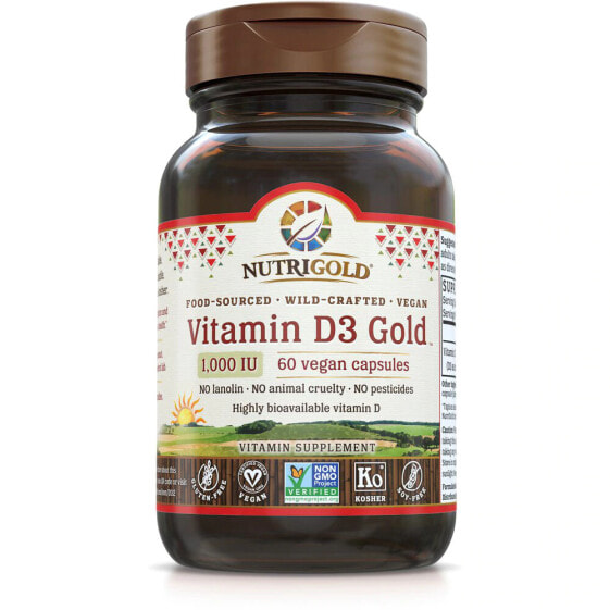 NutriGold Vitamin D3 Gold --  Витамин D3  - 1000 МЕ - 60 Веганских капсул