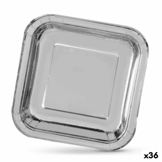 Plate set Algon Silver Disposable Cardboard Squared 23 x 23 x 1,5 cm (36 Units)