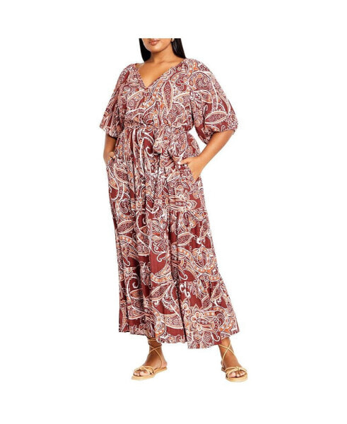 Plus Size Paisley Charm Maxi Dress