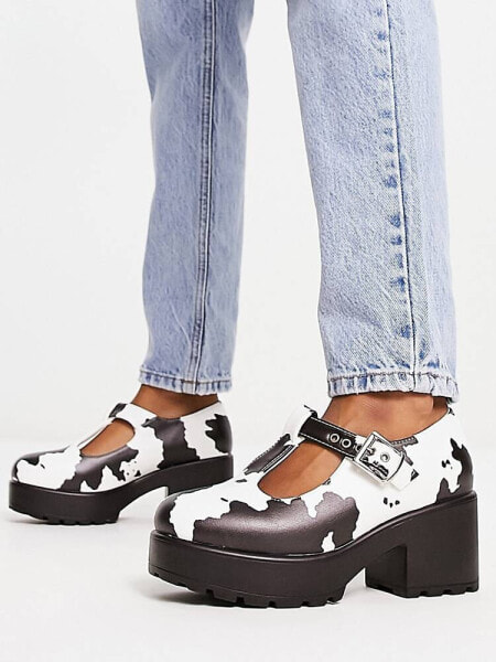 KOI chunky mary jane shoes in cow print