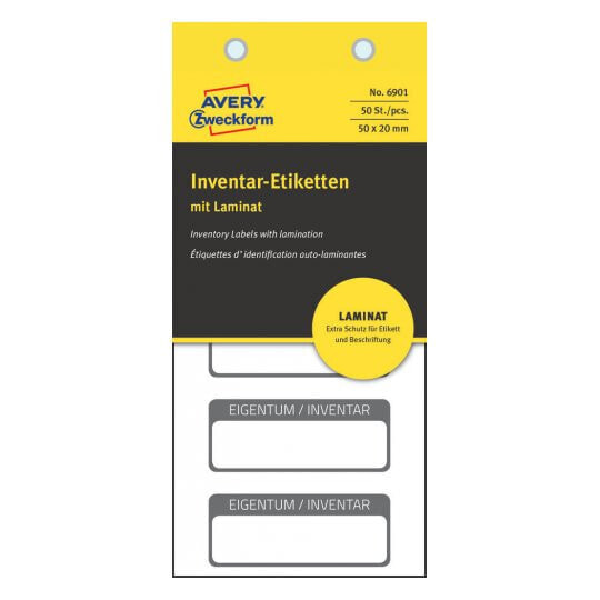 Avery Zweckform Avery 6901 - Gray - White - Rounded rectangle - Permanent - Polyester - 50 mm - 20 mm