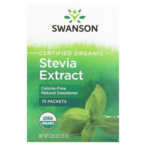 Swanson, Сертифицированный органический экстракт стевии, 75 пакетиков