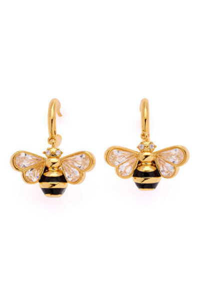 Gold-plated dangling earrings Bees 23167G