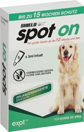 Insektenschutzfluid für große Hunde, Spot on Tropfen (5 x 3ml), 15 ml