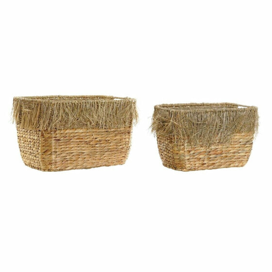 Набор корзин DKD Home Decor Коричневый Разноцветный Natural Fringe 40 x 30 x 26 см