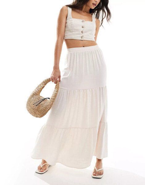 Miss Selfridge tiered maxi skirt in linen