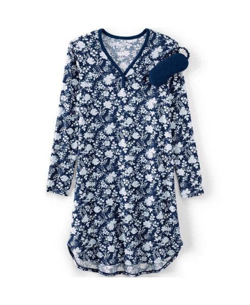 Пижама женская Lands' End Cozy Gown Sleep Set - Платье домашнее и маска