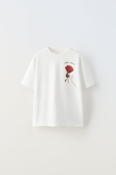 T-shirt with rose and bow