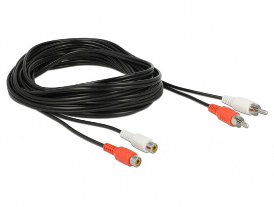 Разъемы и переходники Delock 85807 - 2 x RCA - Мужской - 2 x RCA - Женский - 5 м - Черный, Красный, Белый