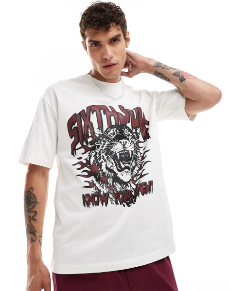 Sixth June vintage tiger print t-shirt in white