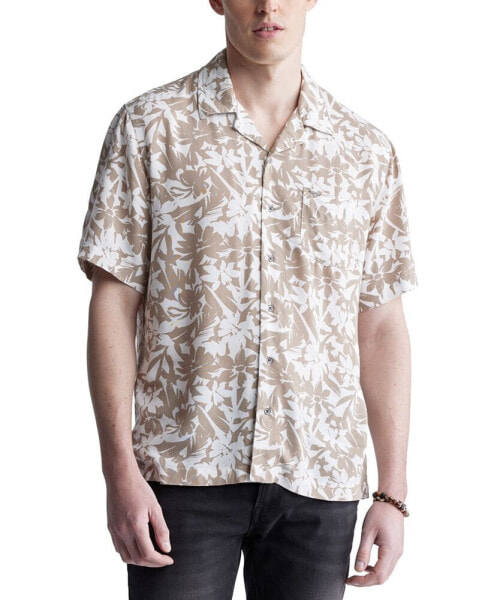 Men's Sandro Printed Short Sleeve Button-Front Camp Shirt