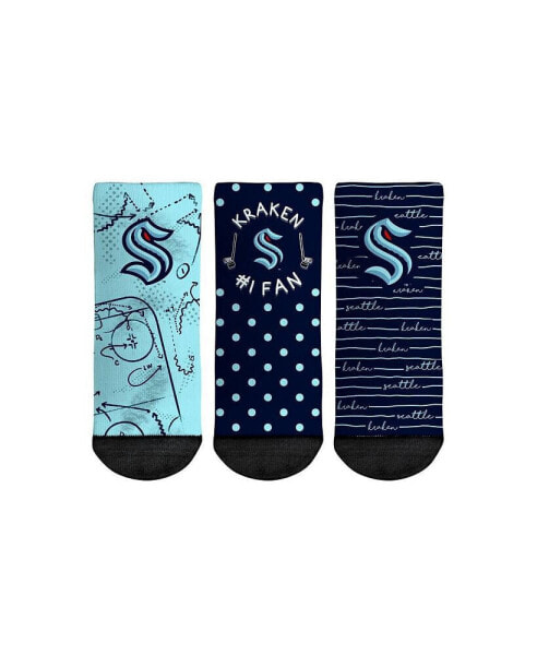 Toddler Boys and Girls Socks Seattle Kraken #1 Fan 3-Pack Crew Socks Set