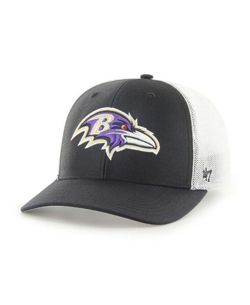 Men's Black, White Baltimore Ravens Trophy Trucker Flex Hat