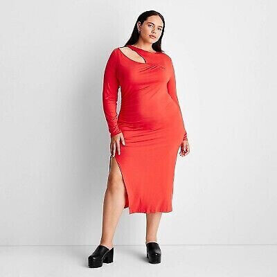 Women's Long Sleeve Cut-Out Draped Midi Dress - Future Collective with Reese