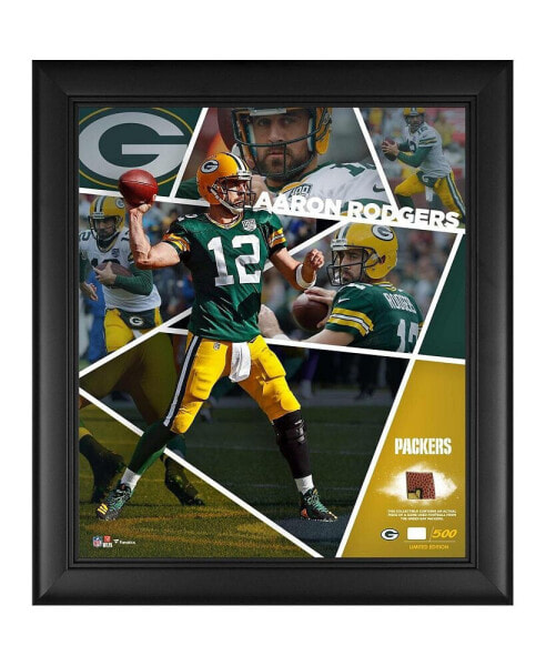 Aaron Rodgers Green Bay Packers Framed 15" x 17" Impact Player Collage with a Piece of Game-Used Football - Limited Edition of 500