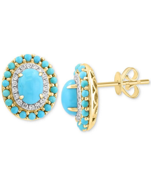 Серьги EFFY Turquoise & Diamond Halo Stud