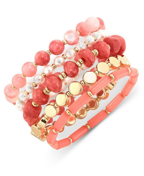 Gold-Tone 5-Pc. Set Beaded Stretch Bracelet, Created for Macy's