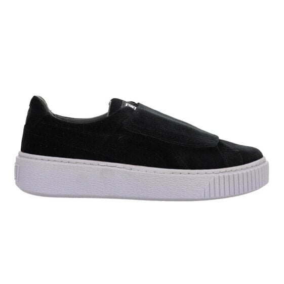 Puma Basket Strap Velvet Rope Platform Womens Black Sneakers Casual Shoes 36406