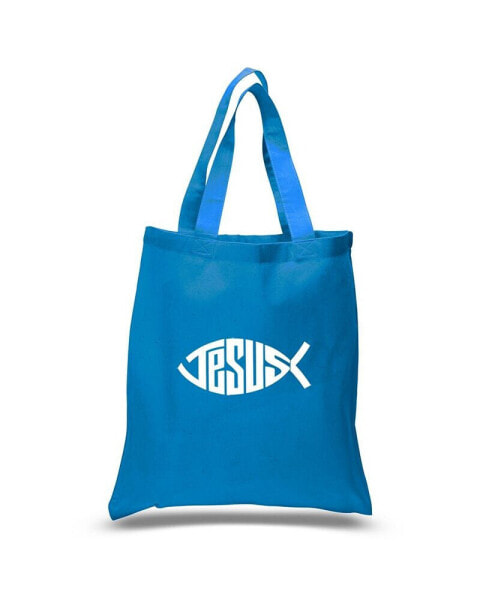 Jesus Fish - Small Word Art Tote Bag