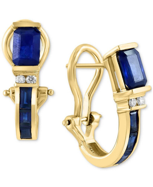 EFFY® Sapphire (2 ct. t.w) & Diamond (1/20 ct. t.w.) Hoop Earrings in 14k Gold