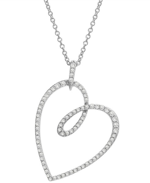 Diamond Swirl Heart Pendant Necklace (1/4 ct. t.w.) in Sterling Silver, 18" + 2" extender