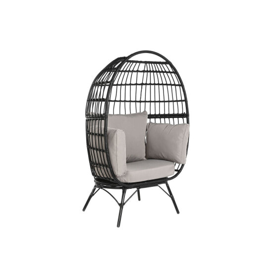 Садовое кресло DKD Home Decor Чёрный Серый Металл синтетический ротанг 99 x 71 x 147 cm