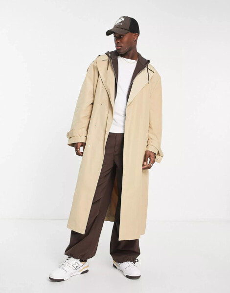 ASOS DESIGN – Oversize-Trenchcoat in Sand