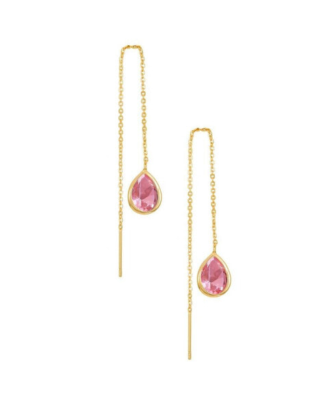 Barely There Chain Cubic Zirconia 18K Gold Plated Dangle Earrings