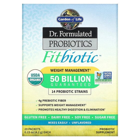 Dr. Formulated Probiotics Fitbiotic, Unflavored, 20 Packets, 0.15 oz (4.2 g) Each