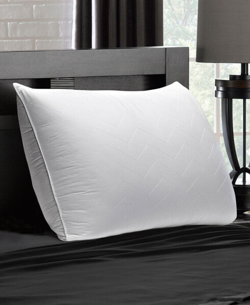 Soft Plush 100% Cotton Quilted Chevron Gel Fiber Stomach Sleeper Pillow - Queen