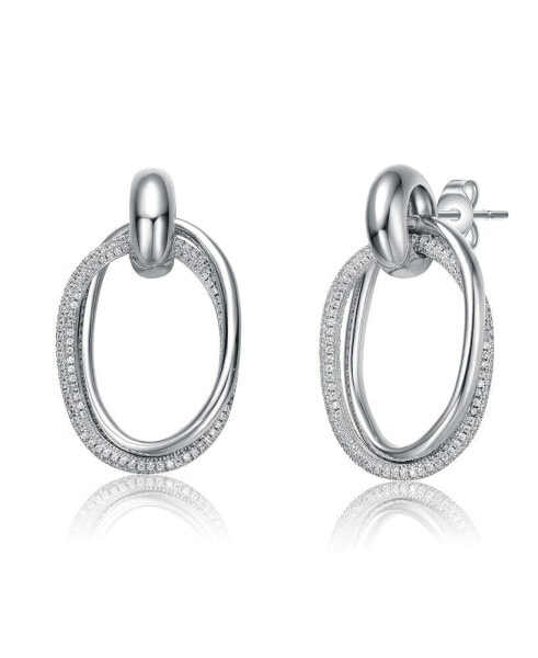 Sterling Silver Cubic Zirconia with Hoop Drop Earrings