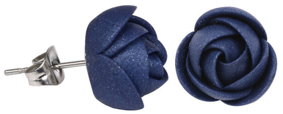 Blue sparkly earrings puzetky flowers