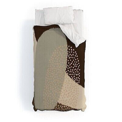 3pc King Modern Abstract Shapes 5 Polyester Duvet & Sham Set Beige - Deny